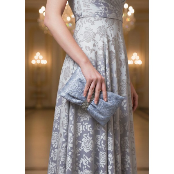 Evening Bag - Quilted Roses - Silver - BG-7202S-SL